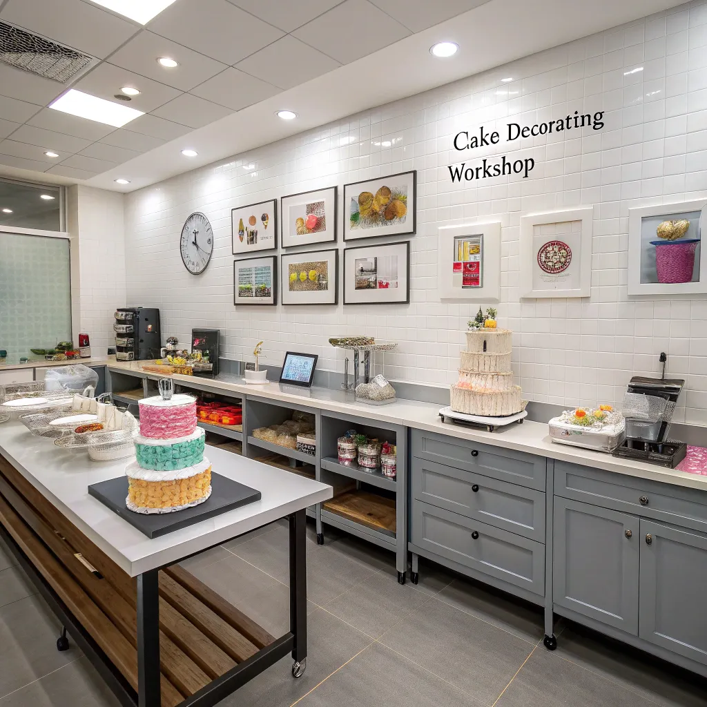 Modern cake decorating workshop space